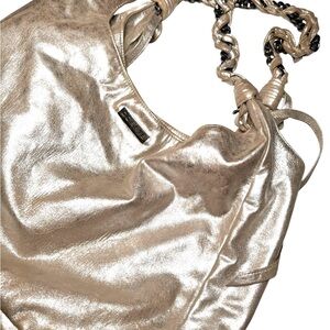 CC Skye rose Gold Metallic slouchy Shoulder Bag braided handle boho rustic